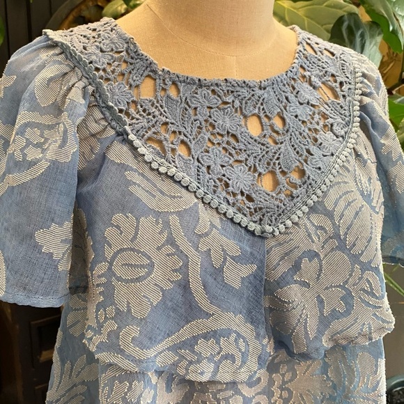 Anthropologie Serenity crochet ruffle damask top - Picture 11 of 14